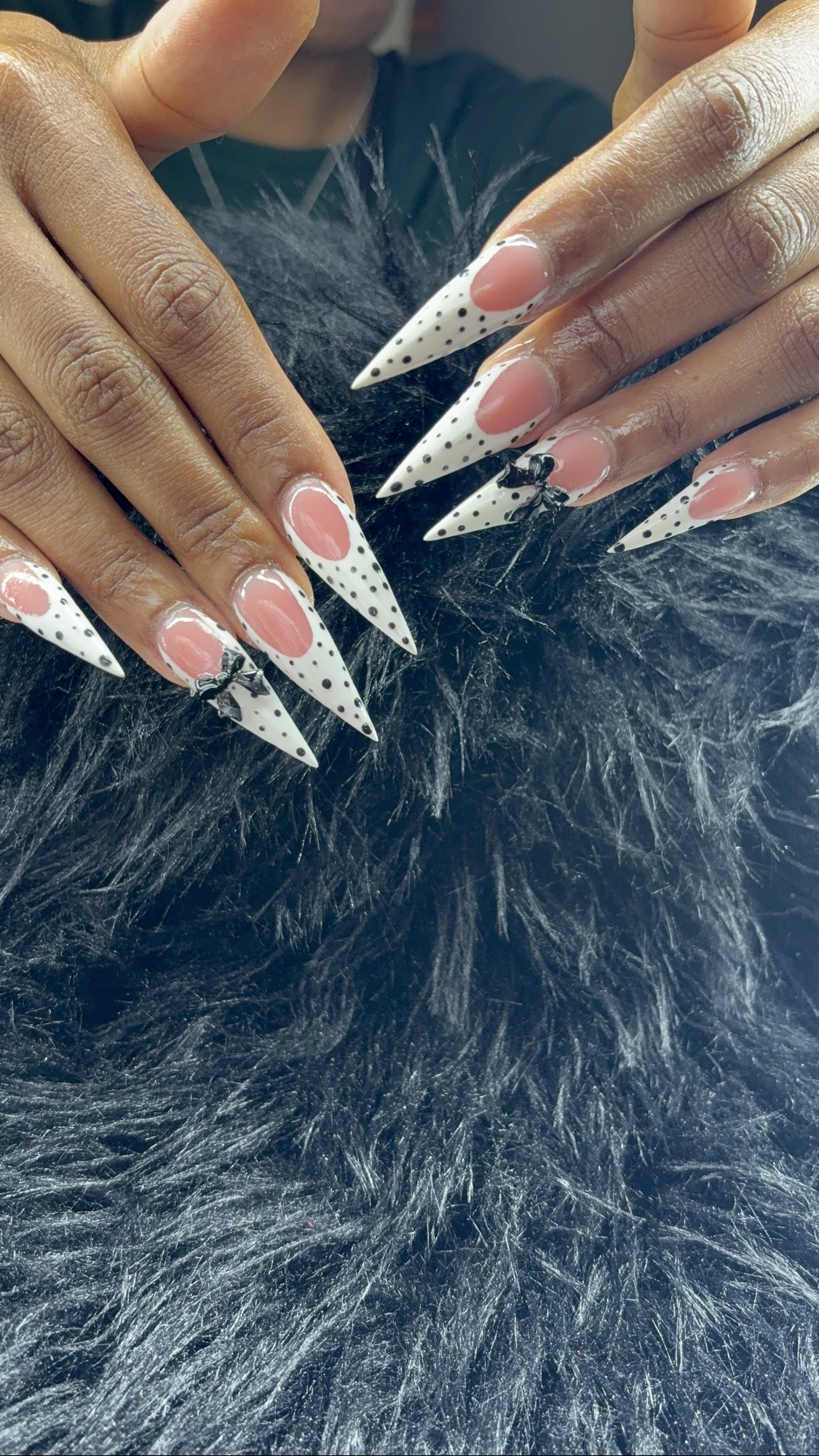 Polka dot stiletto nails