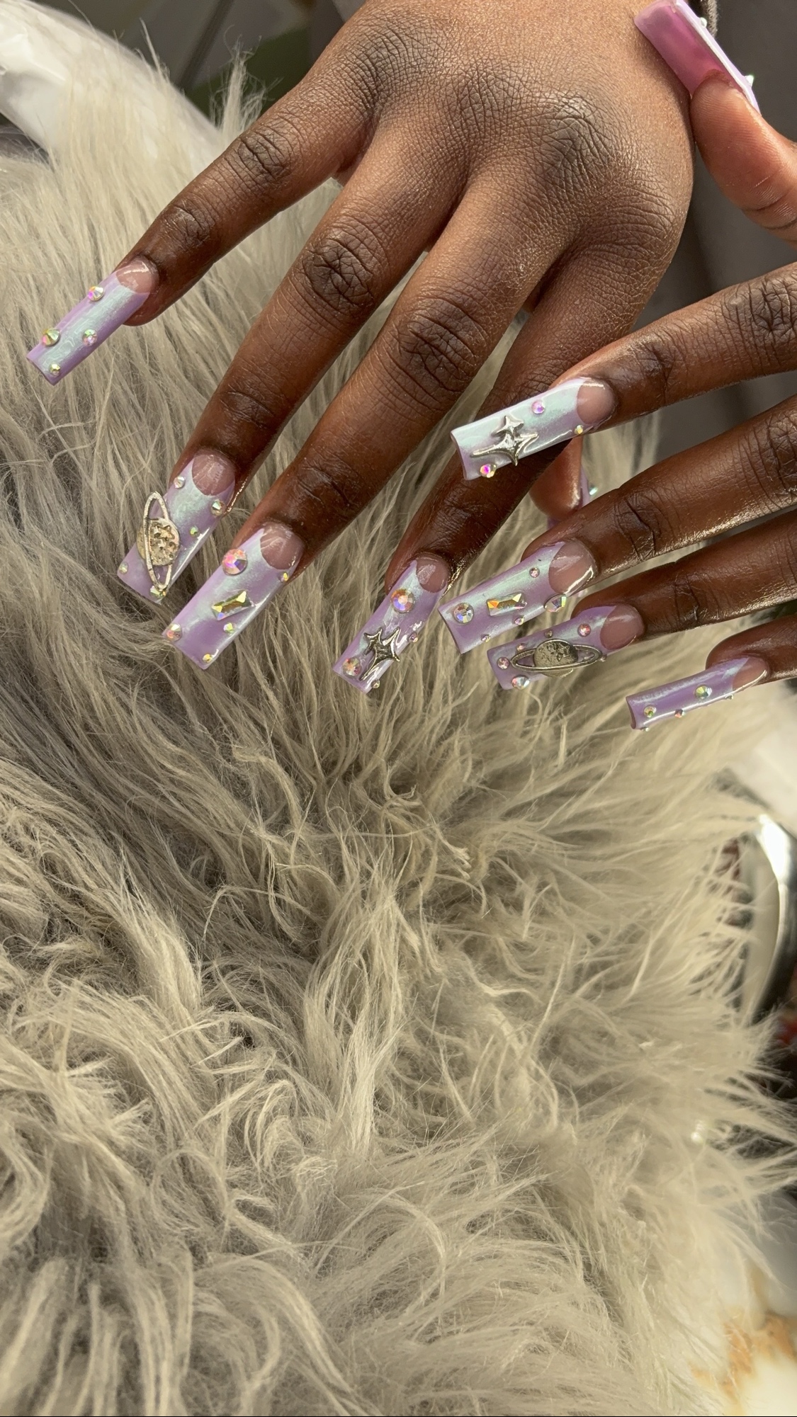 Lavender galaxy nails