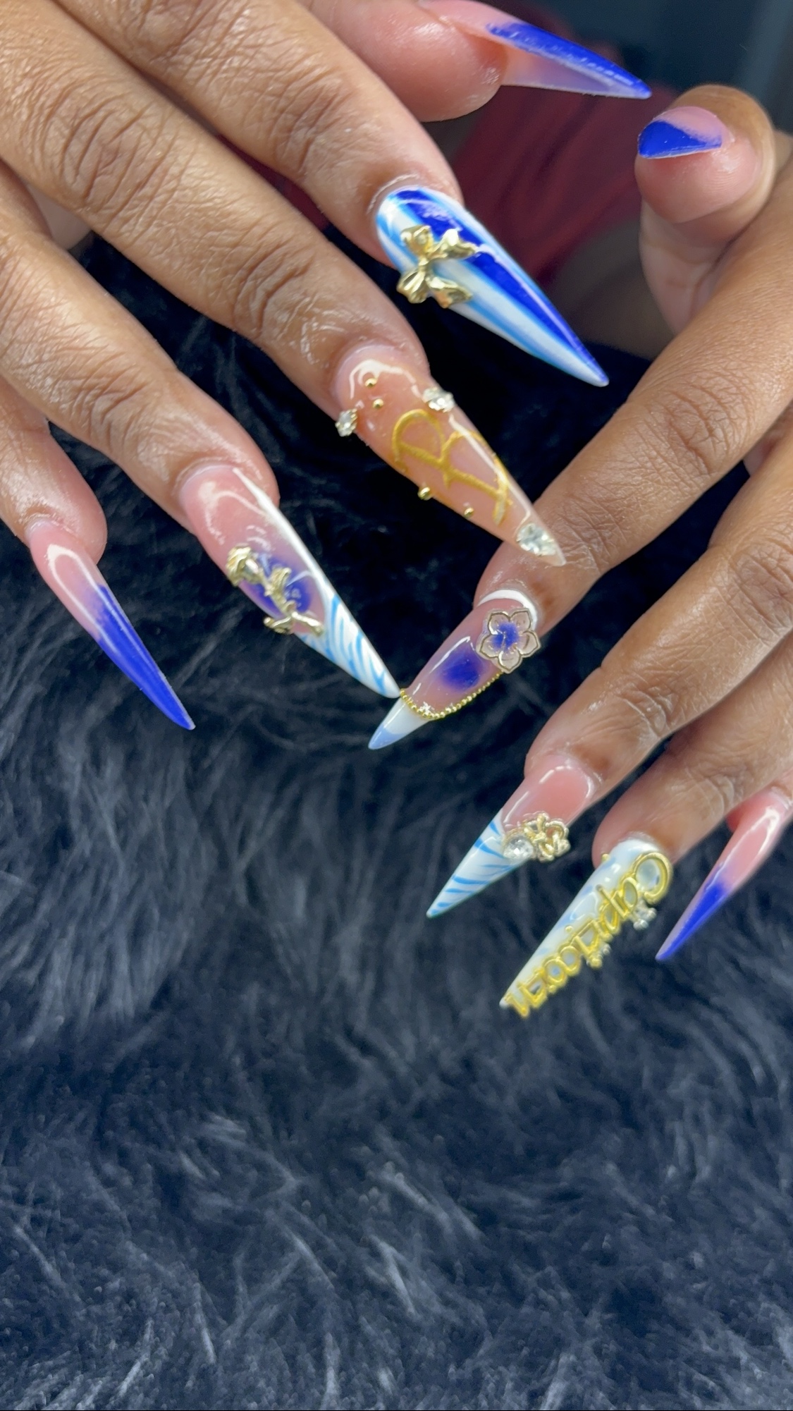 Blue gold Capricorn stiletto